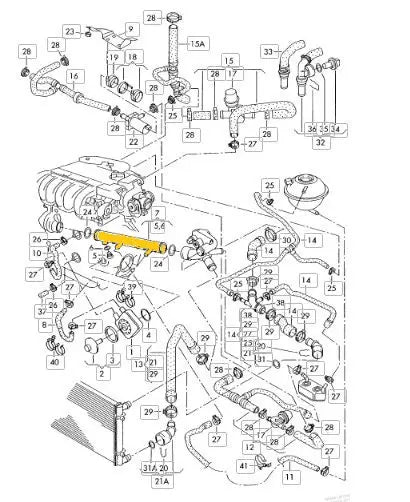 Thermostat Tube for Seat & Volkswagen | OEM Cross Reference: 022121050A, 022121085A | Stainless Steel