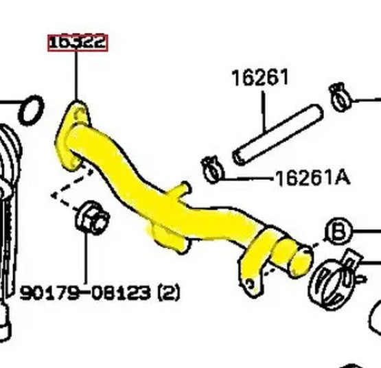 Coolant Pipe for Toyota | OEM Cross Reference: 16322-15040 | Stainless Steel