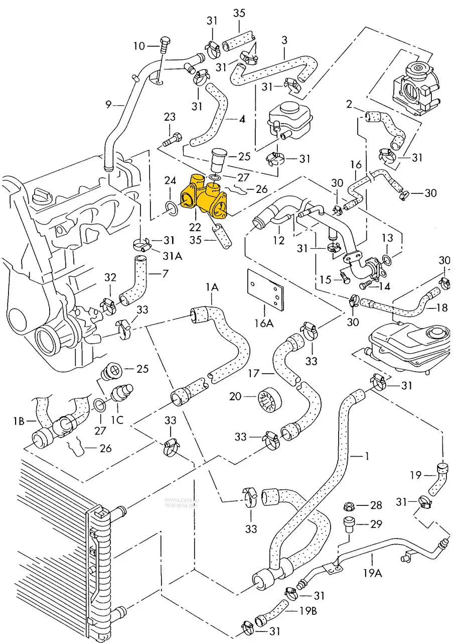 Coolant Flange for Audi & Volkswagen | OEM Cross Reference: 058121132, 058121133B | Stainless Steel