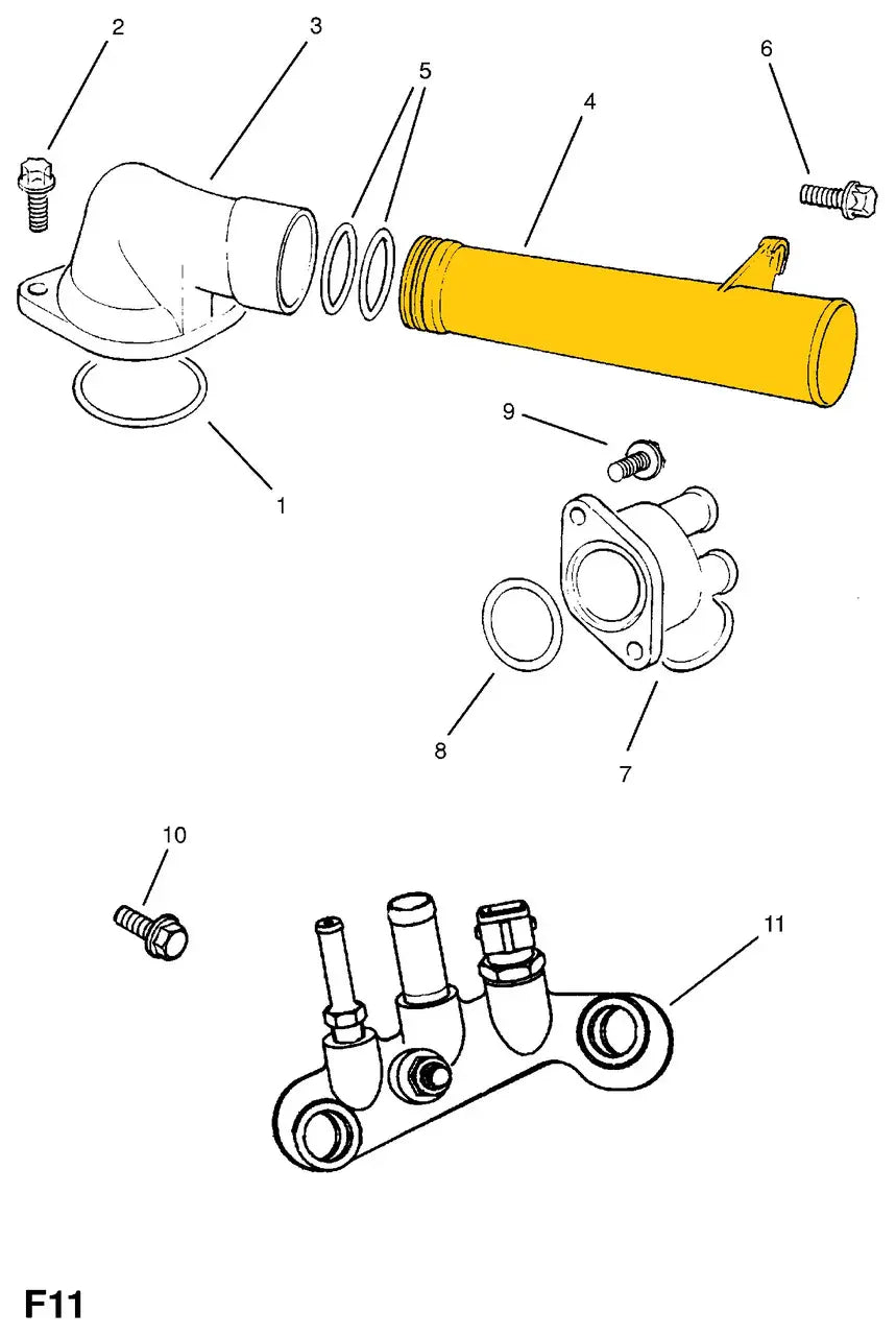 Coolant Pipe for Opel | OEM Cross Reference: 90411629, 1338320 | Stainless Steel