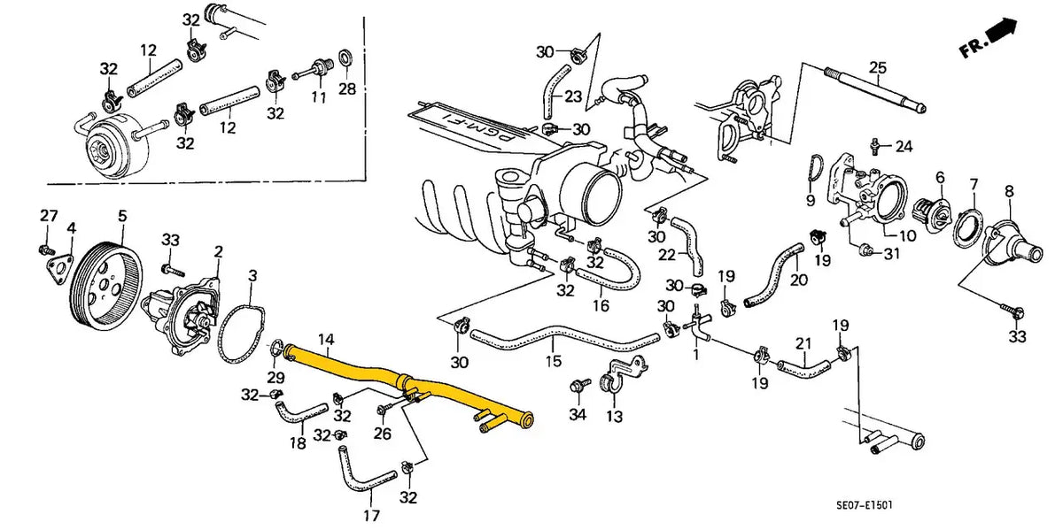Coolant Pipe for Honda | OEM Cross Reference: 19505PJ0660 | Stainless Steel