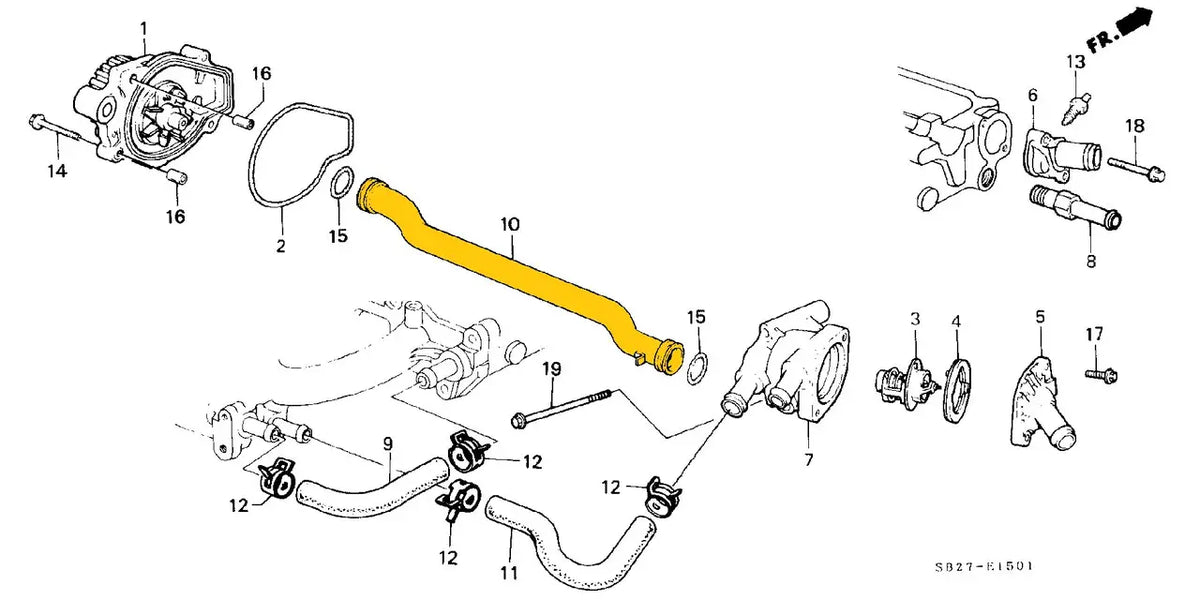 Coolant Pipe for Honda | OEM Cross Reference: 19505PE0000 | Stainless Steel