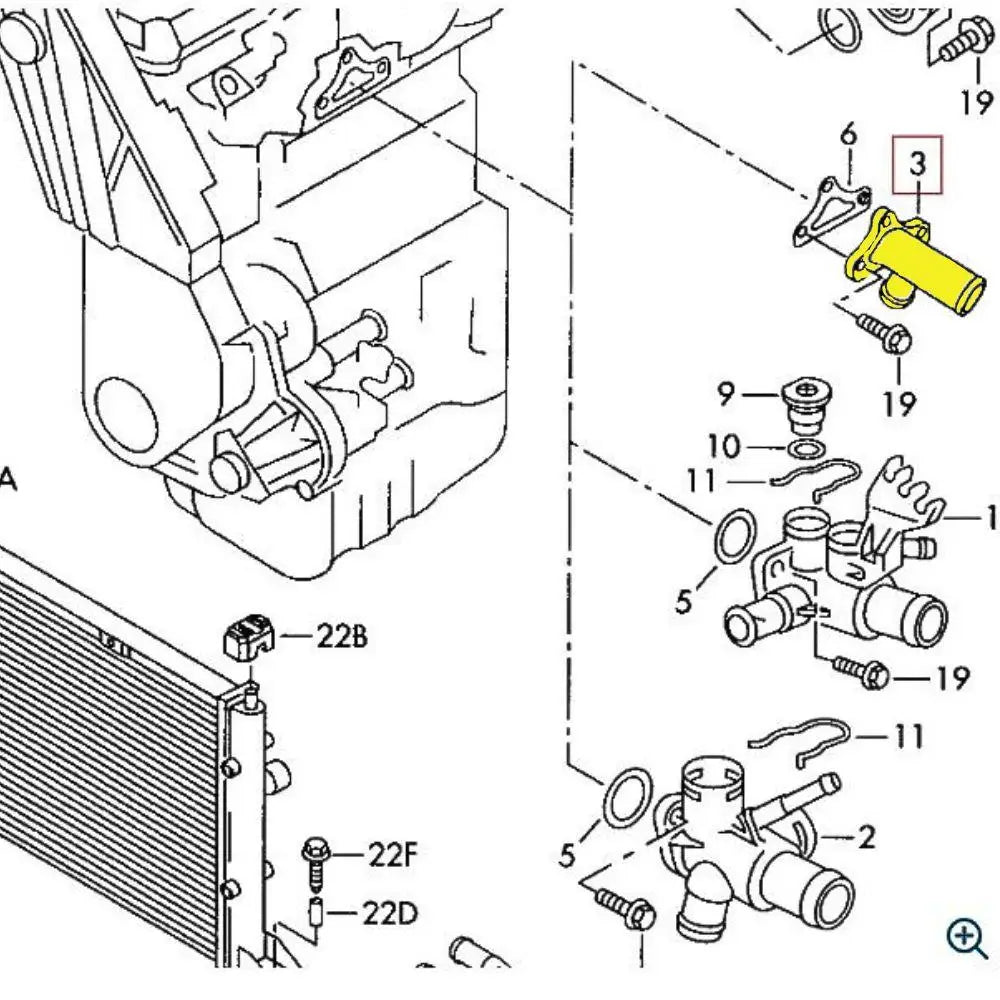 Cooling System Replacement Part for Seat & Volkswagen | OEM Cross Reference: 037121132J | Stainless Steel