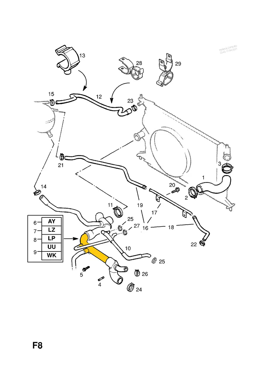 Coolant Pipe for Opel | OEM Cross Reference: 1336052, 1336054, 1336119, 1336125, 1336137, 1336155, 90529505 | Stainless Steel