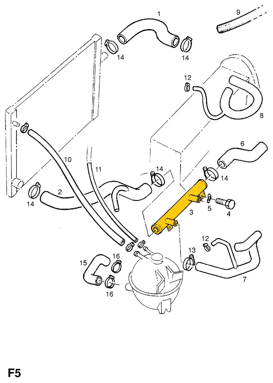 Coolant Pipe for Opel | OEM Cross Reference: 90118772, 1336710, 1336715, 1336726 | Stainless Steel