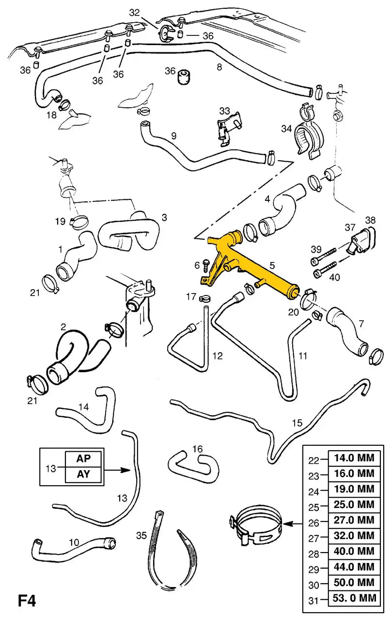 Coolant Pipe for Opel | OEM Cross Reference: 90354641, 1336076 | Stainless Steel