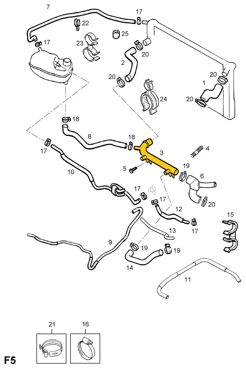 Coolant Pipe for Opel | OEM Cross Reference: 1336731, 90502423 | Stainless Steel