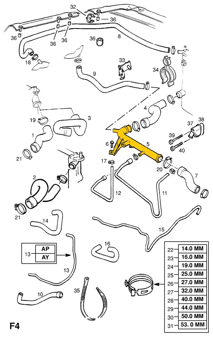 Coolant Pipe for Opel | OEM Cross Reference: 90322217, 1336059 | Stainless Steel