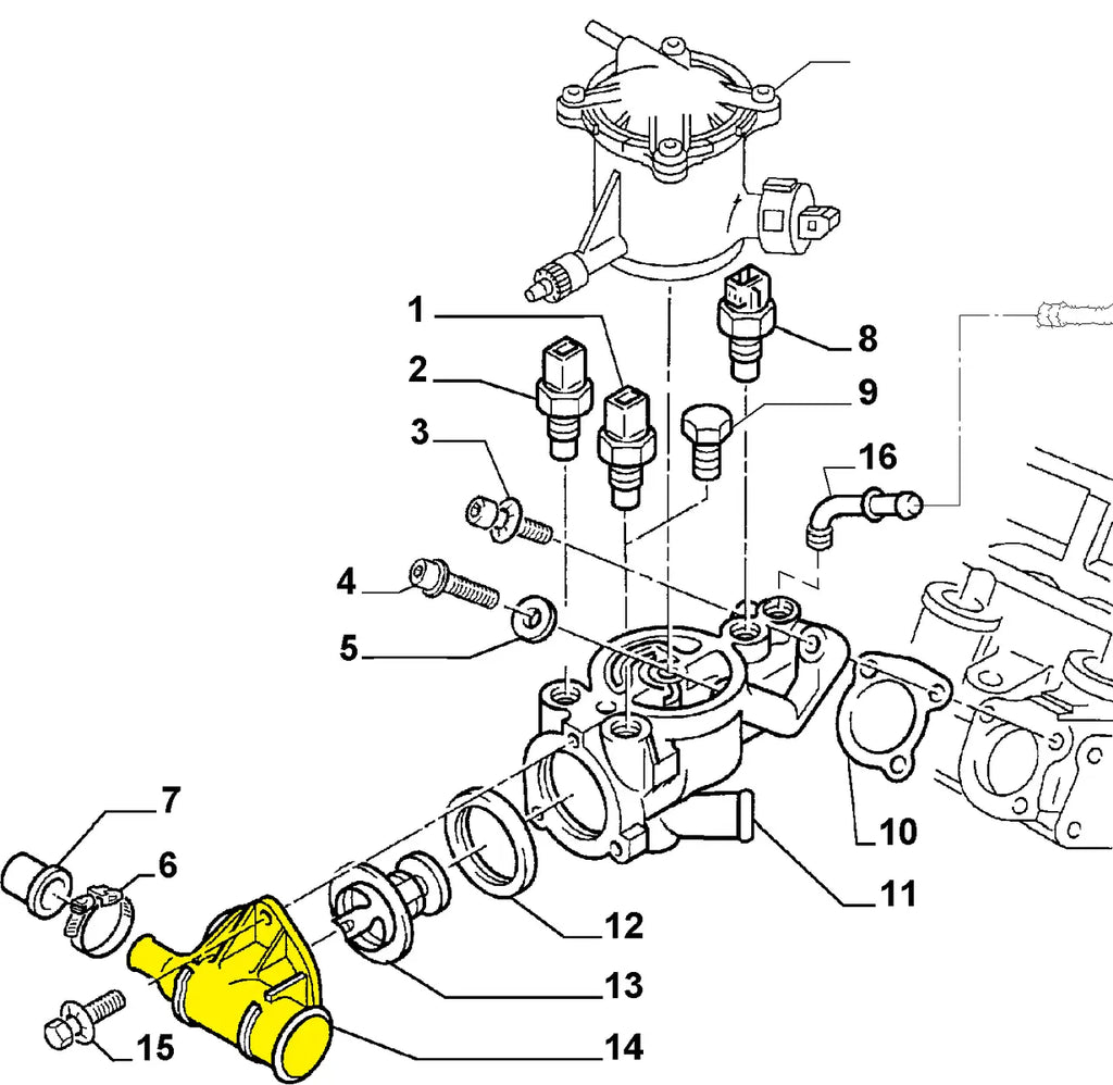 Thermostat Housing for Citroen, Fiat & Peugeot | OEM Cross Reference: 1336-G3, 1461613080 | Stainless Steel