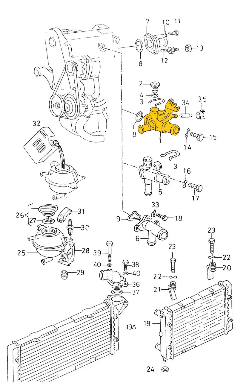 Coolant Flange for Audi & Seat | OEM Cross Reference: 037121132G, 037121133K | Stainless Steel
