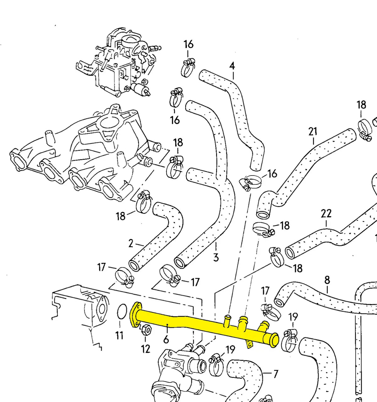 Coolant Pipe for Seat & Volkswagen | OEM Cross Reference: 030121065C | Stainless Steel