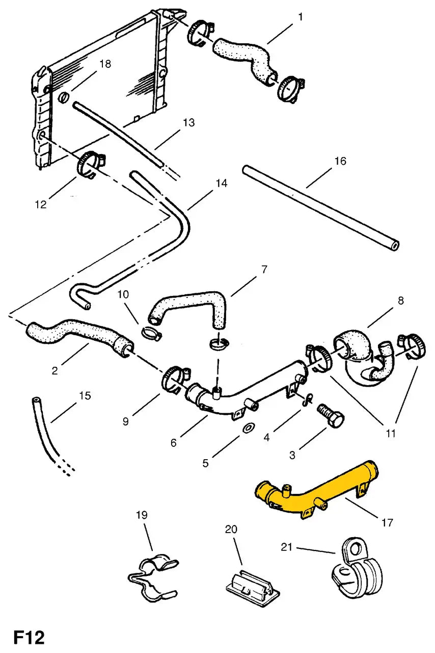 Coolant Pipe for Opel | OEM Cross Reference: 90323084, 1336058 | Stainless Steel