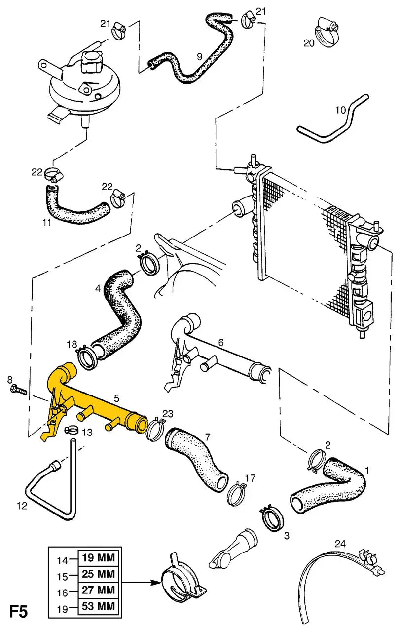 Coolant Pipe for Opel | OEM Cross Reference: 1336086, 90448854 | Stainless Steel