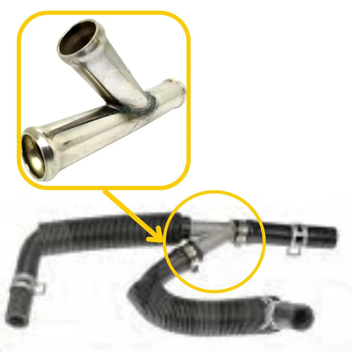 Hose T-Piece for Chrysler | OEM Cross Reference: 4677603AB, 4677603AK, 4677603AC, 4677603AD, 4677603AE, 4677603AF, 04677603AL | Stainless Steel