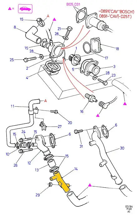 Coolant Pipe for Ford | OEM Cross Reference: 864F8291AB, 6150222, 864F-8291-AB | Stainless Steel