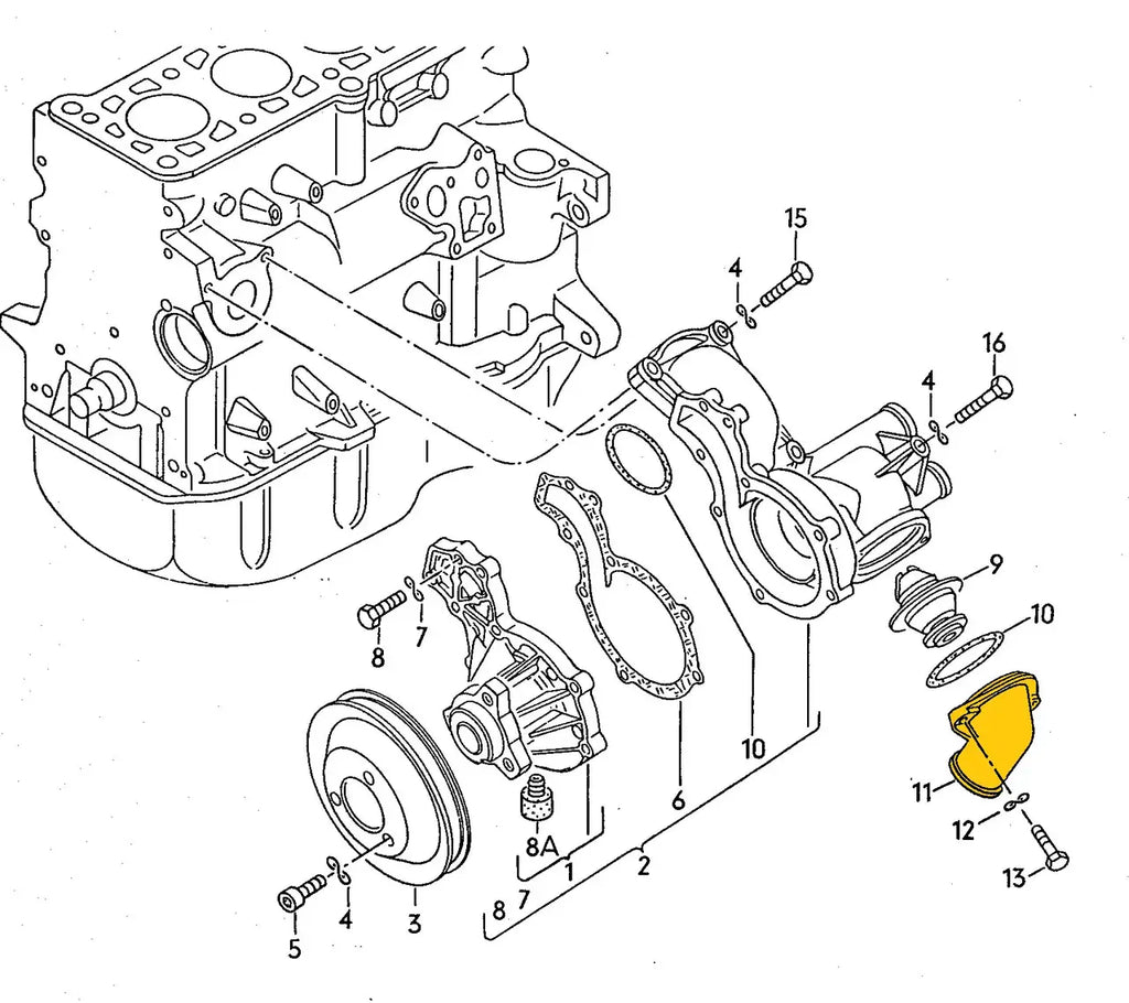 Coolant Flange for Volkswagen | OEM Cross Reference: 055121121F, 107307, 3800J02 | Stainless Steel
