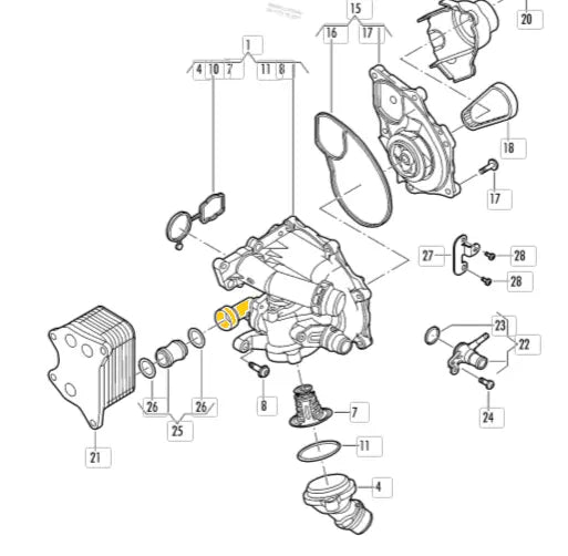 Coolant Flange for Audi & Volkswagen | OEM Cross Reference: 06K121111P-1 | Stainless Steel