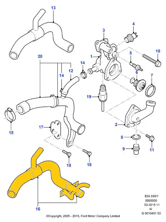 Coolant Pipe for Ford | OEM Cross Reference: 1049150, 96FF-9N271-AA | Stainless Steel