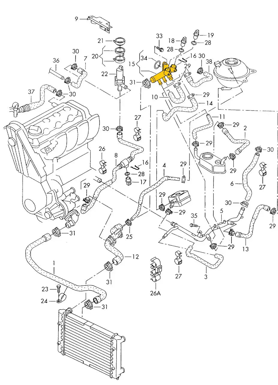 Coolant Flange for Seat & Volkswagen | OEM Cross Reference: 06A121132E, 06A121133K | Stainless Steel