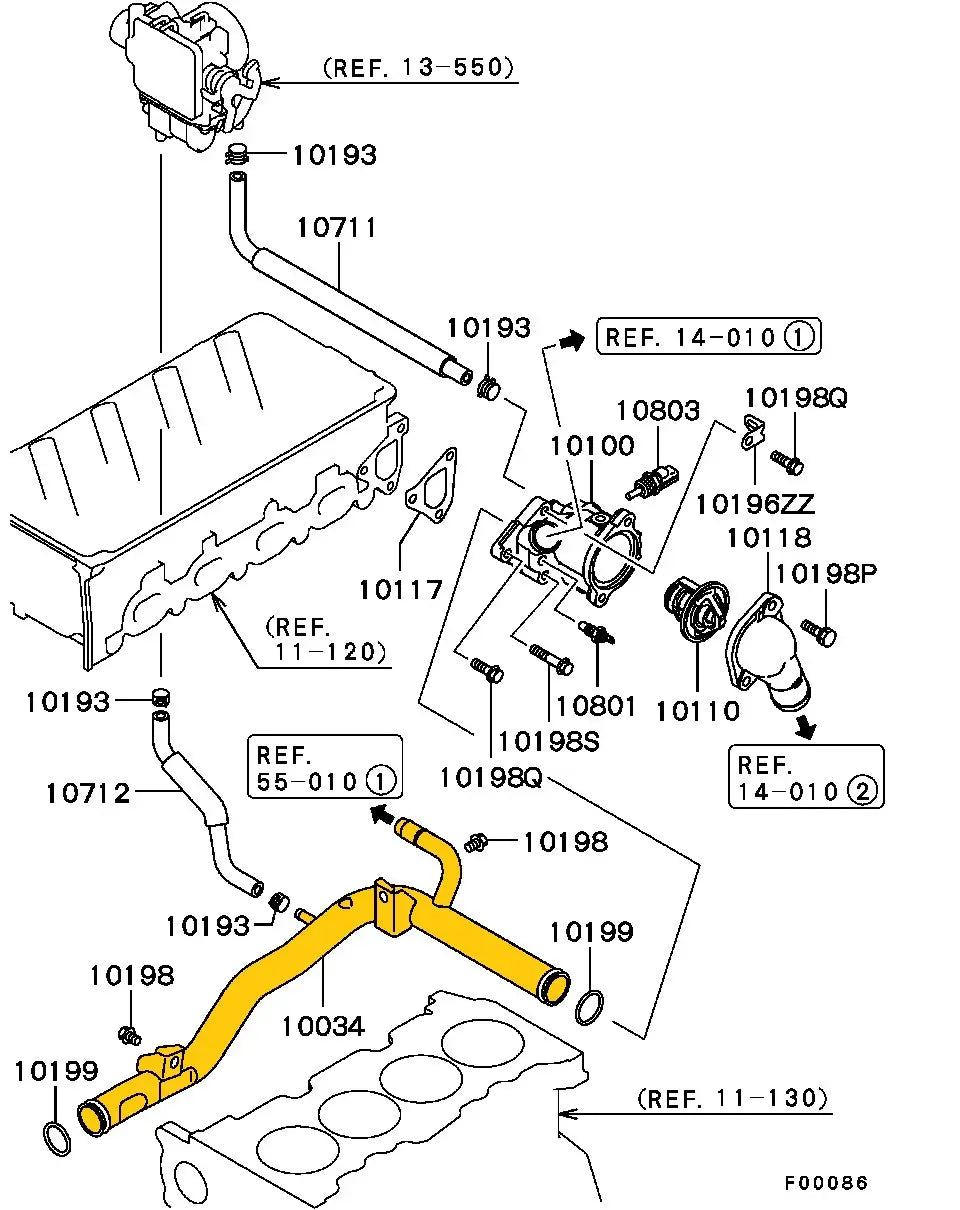 Coolant Pipe for Mitsubishi | OEM Cross Reference: MD378882 | Stainless Steel