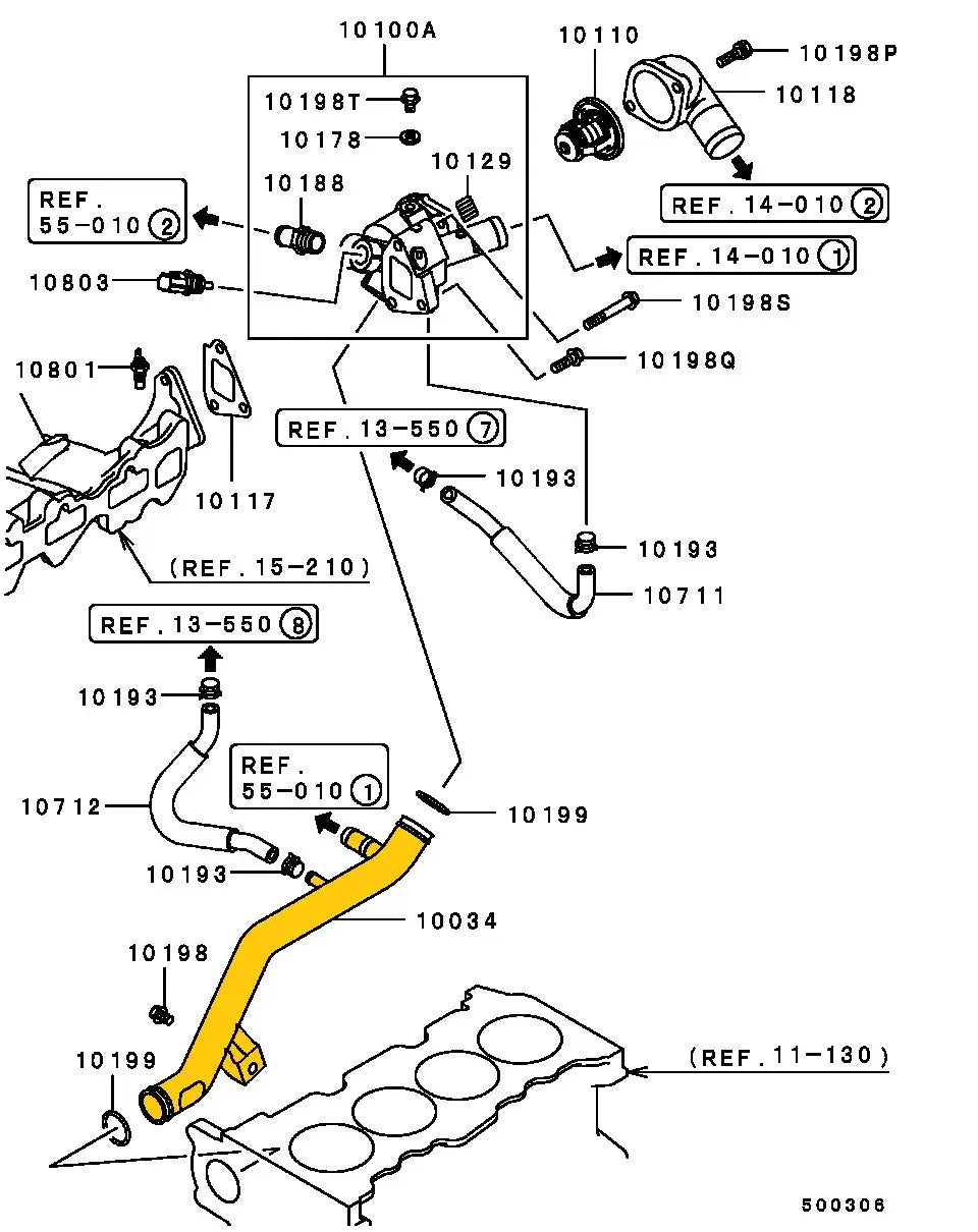 Coolant Pipe for Mitsubishi | OEM Cross Reference: MD356315 | Stainless Steel