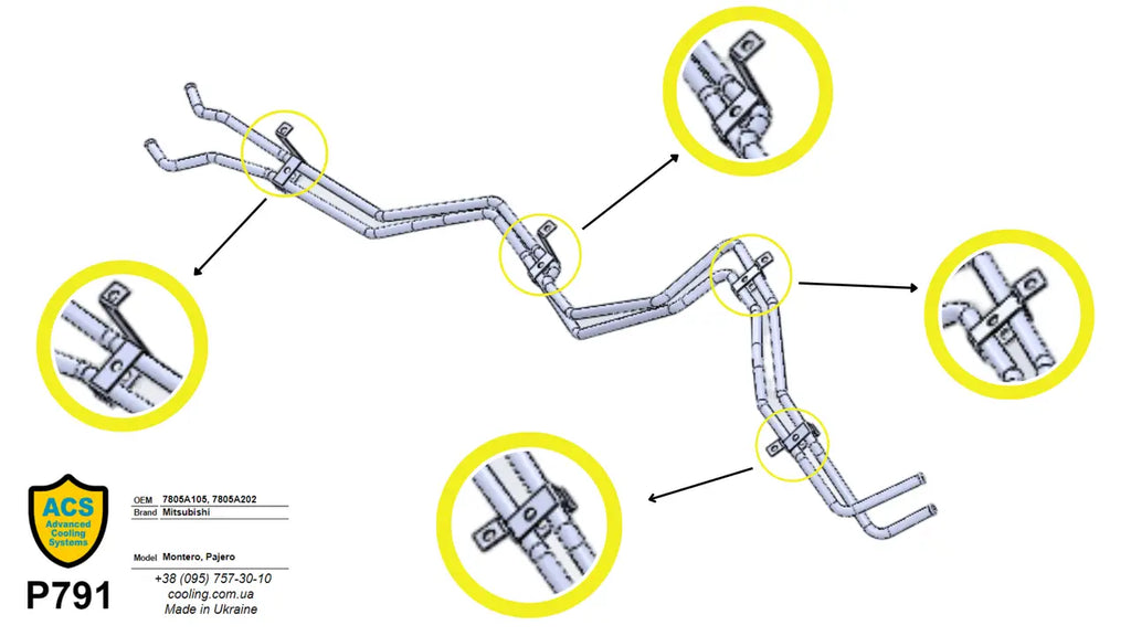 The Rear Heater Pipe for Mitsubishi | OEM Cross Reference: 7805A105, 7805A202 | Stainless Steel