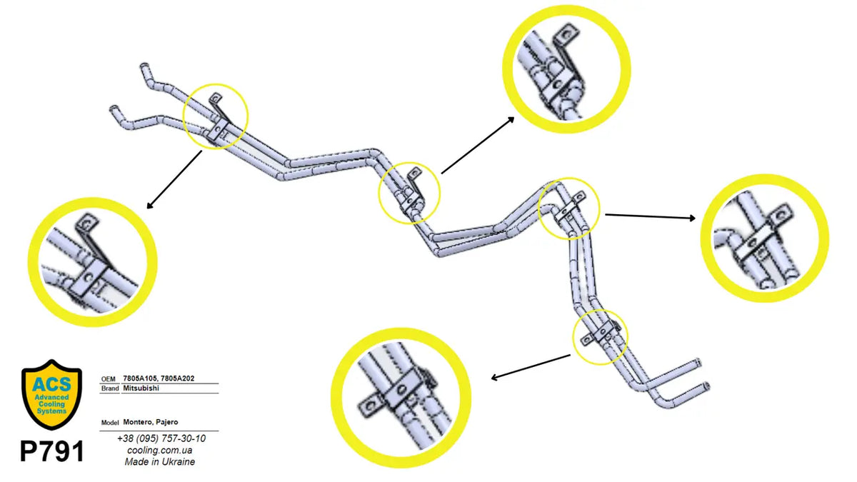 The Rear Heater Pipe for Mitsubishi | OEM Cross Reference: 7805A105, 7805A202 | Stainless Steel